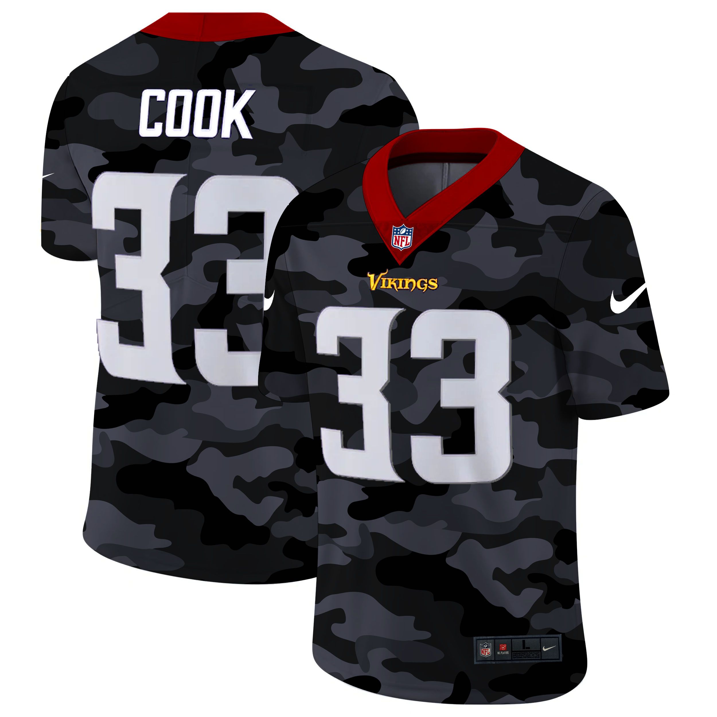 Men Minnesota Vikings #33 Cook 2020 Nike 2ndCamo Salute to Service Limited NFL Jerseys